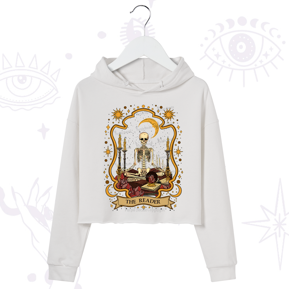 Purplehecate The Reader Skeleton Crop Hoodie