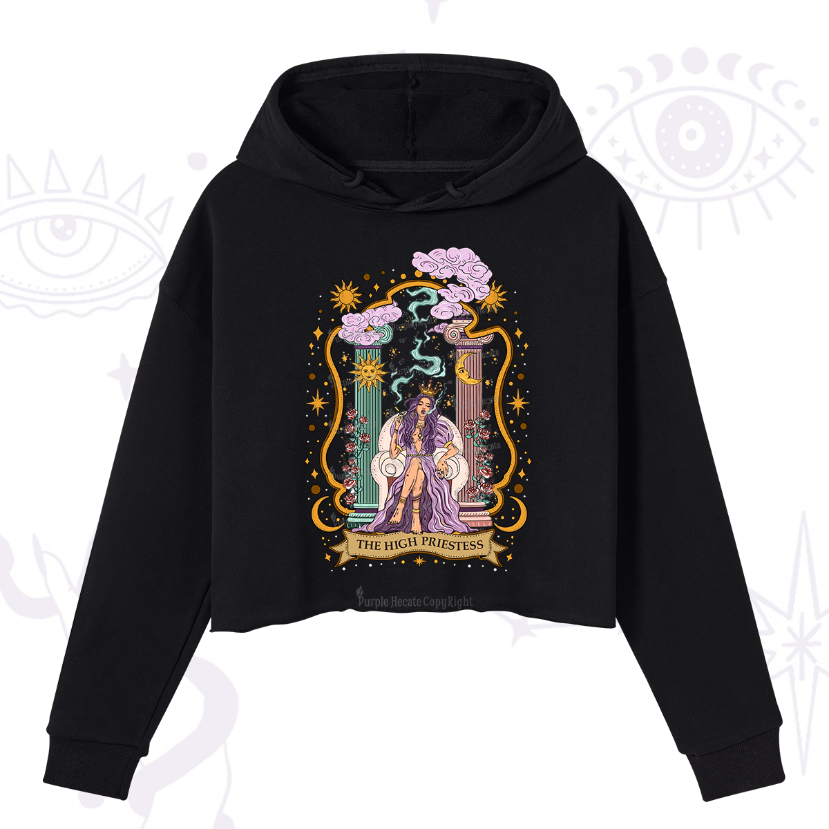 Purplehecate The High Priestess Goddess Crop Hoodie