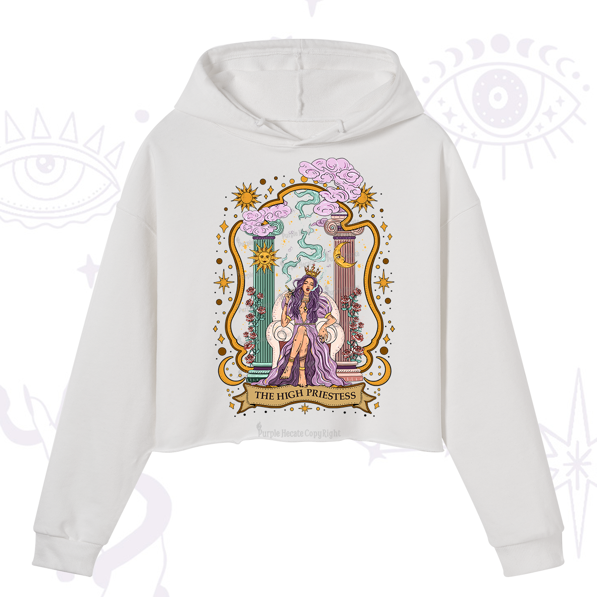 Purplehecate The High Priestess Goddess Crop Hoodie