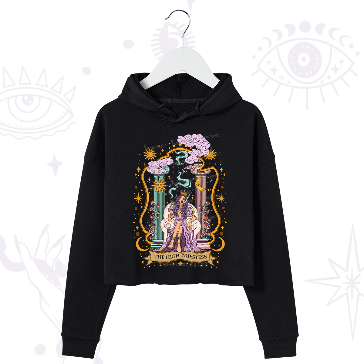 Purplehecate The High Priestess Goddess Crop Hoodie