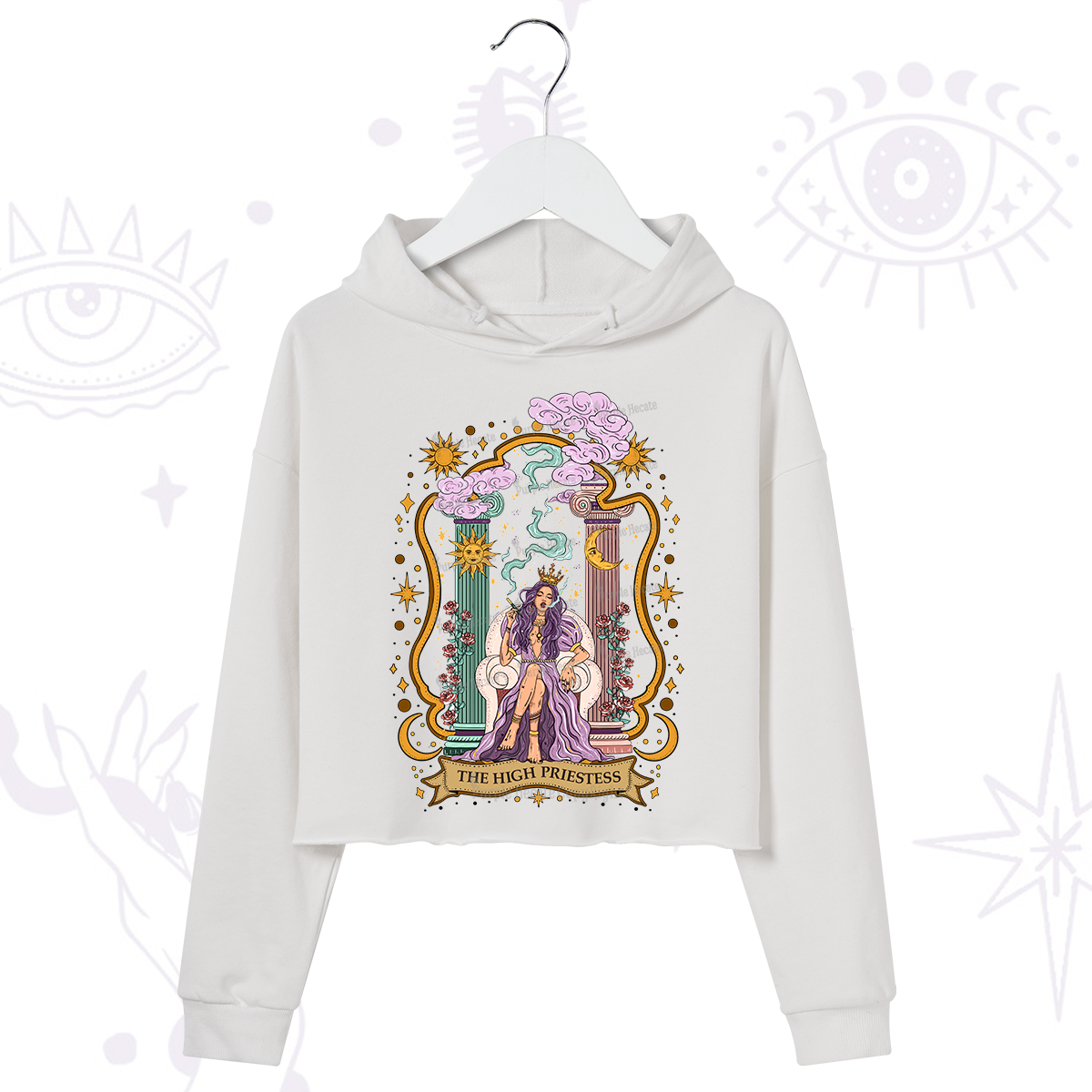 Purplehecate The High Priestess Goddess Crop Hoodie