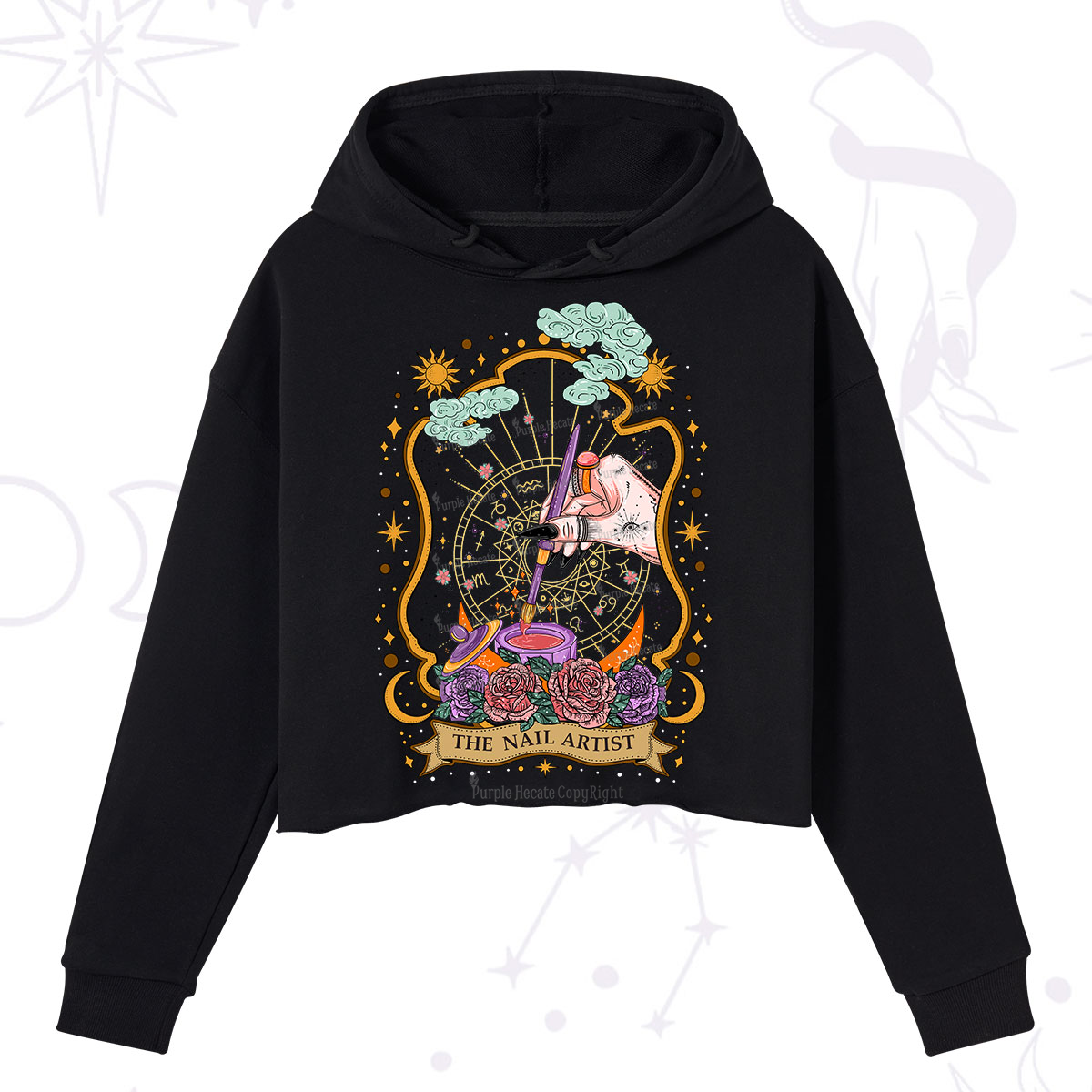 Purplehecate The Nail Artist Crop Hoodie