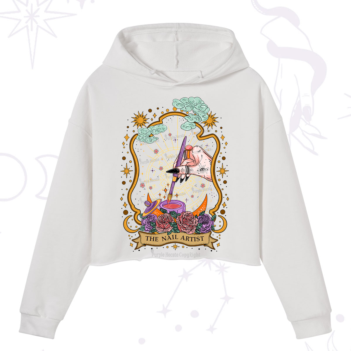 Purplehecate The Nail Artist Crop Hoodie