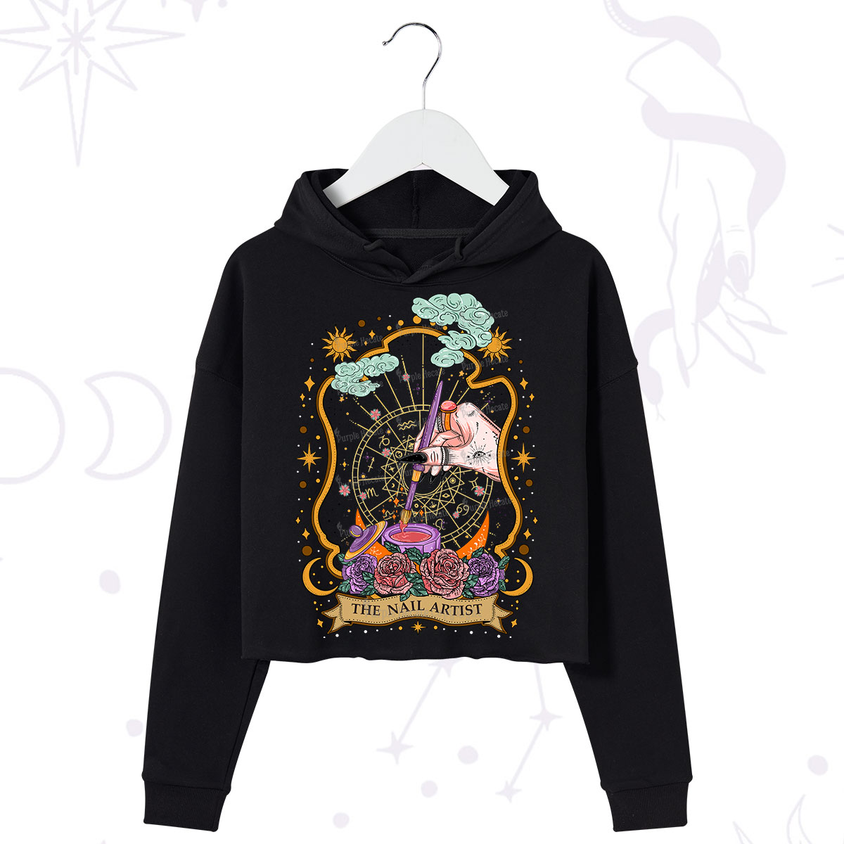 Purplehecate The Nail Artist Crop Hoodie
