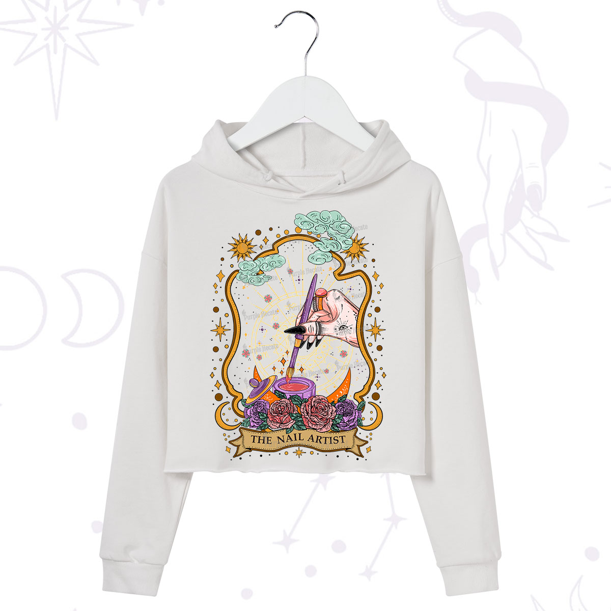 Purplehecate The Nail Artist Crop Hoodie