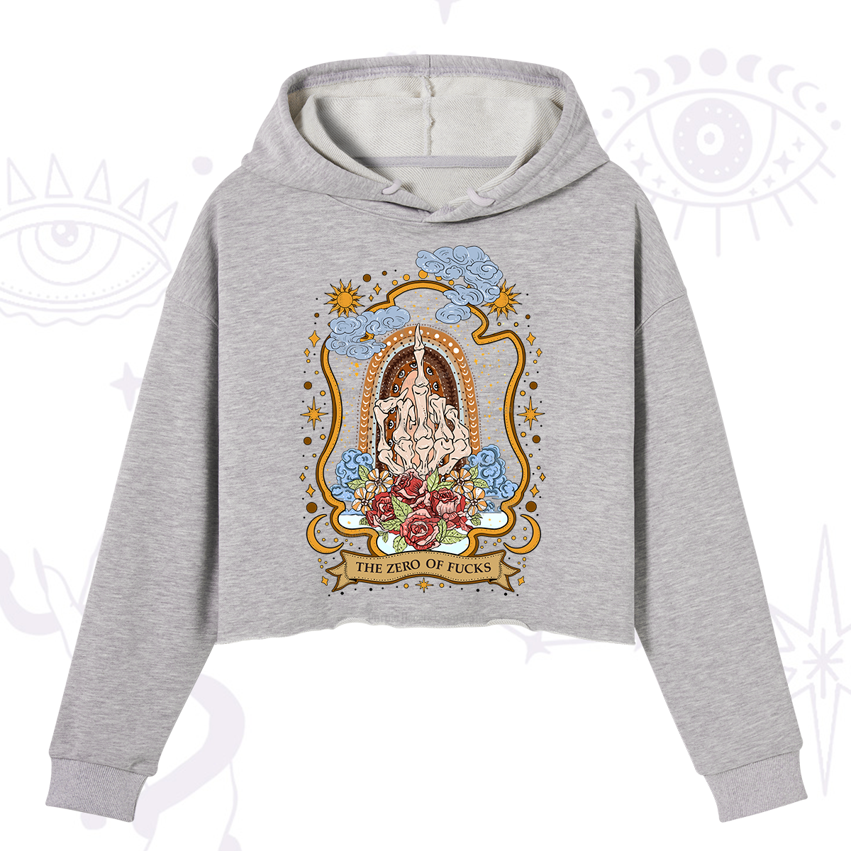 Purplehecate The Zero of Fucks Skeleton Crop Hoodie