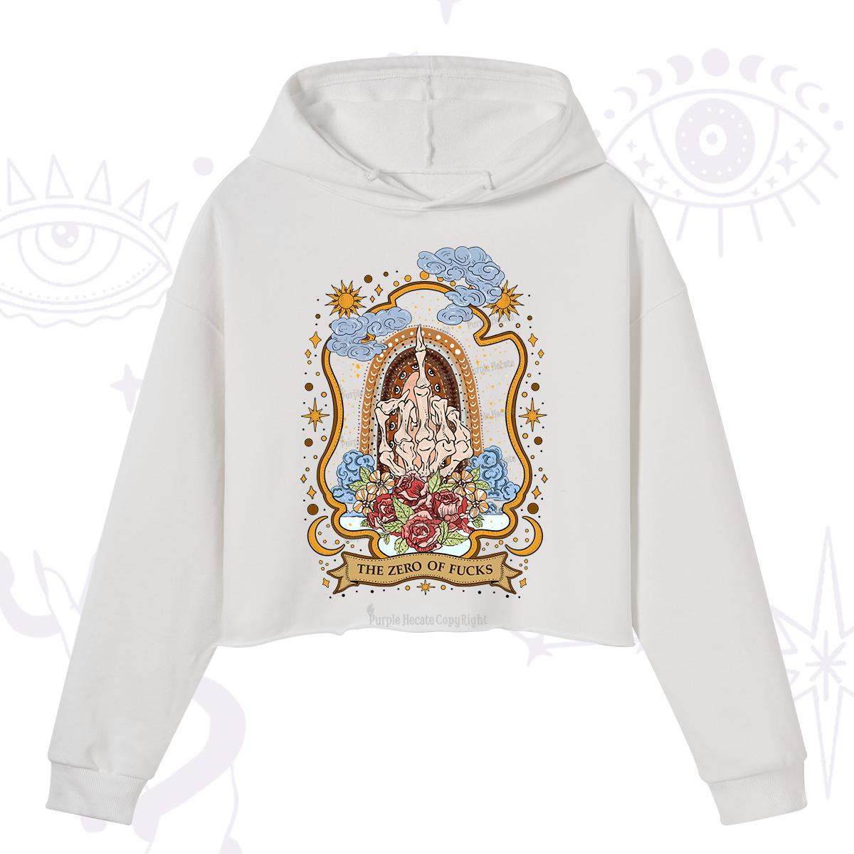 Purplehecate The Zero of Fucks Skeleton Crop Hoodie