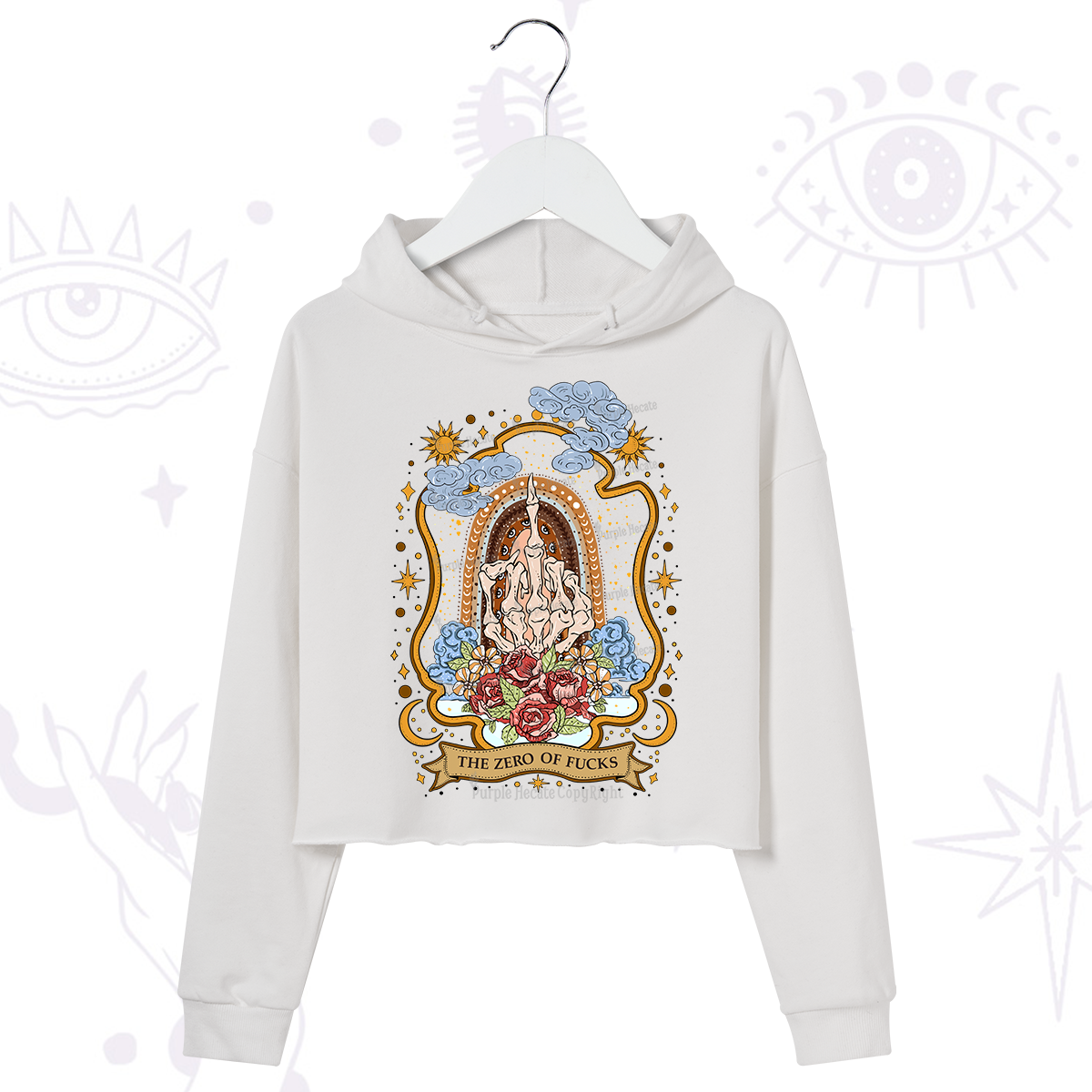 Purplehecate The Zero of Fucks Skeleton Crop Hoodie
