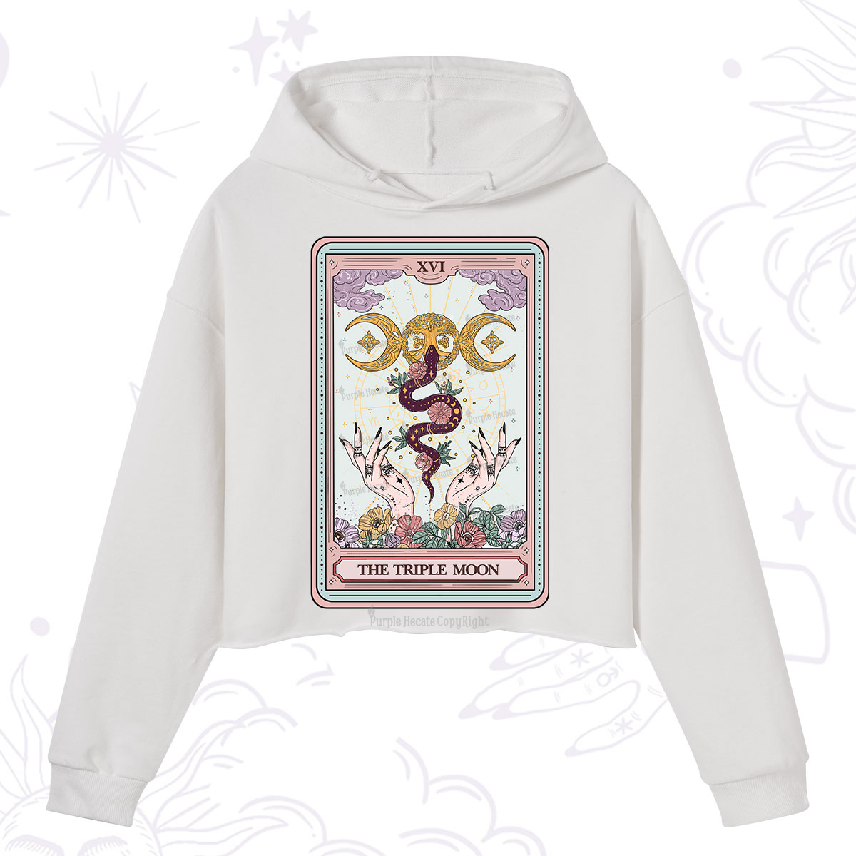 Purplehecate The Triple Moon Tarot Crop Hoodie