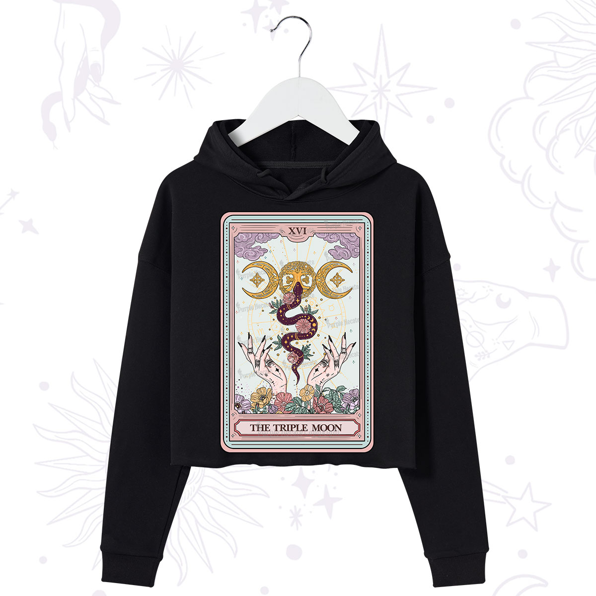 Purplehecate The Triple Moon Tarot Crop Hoodie