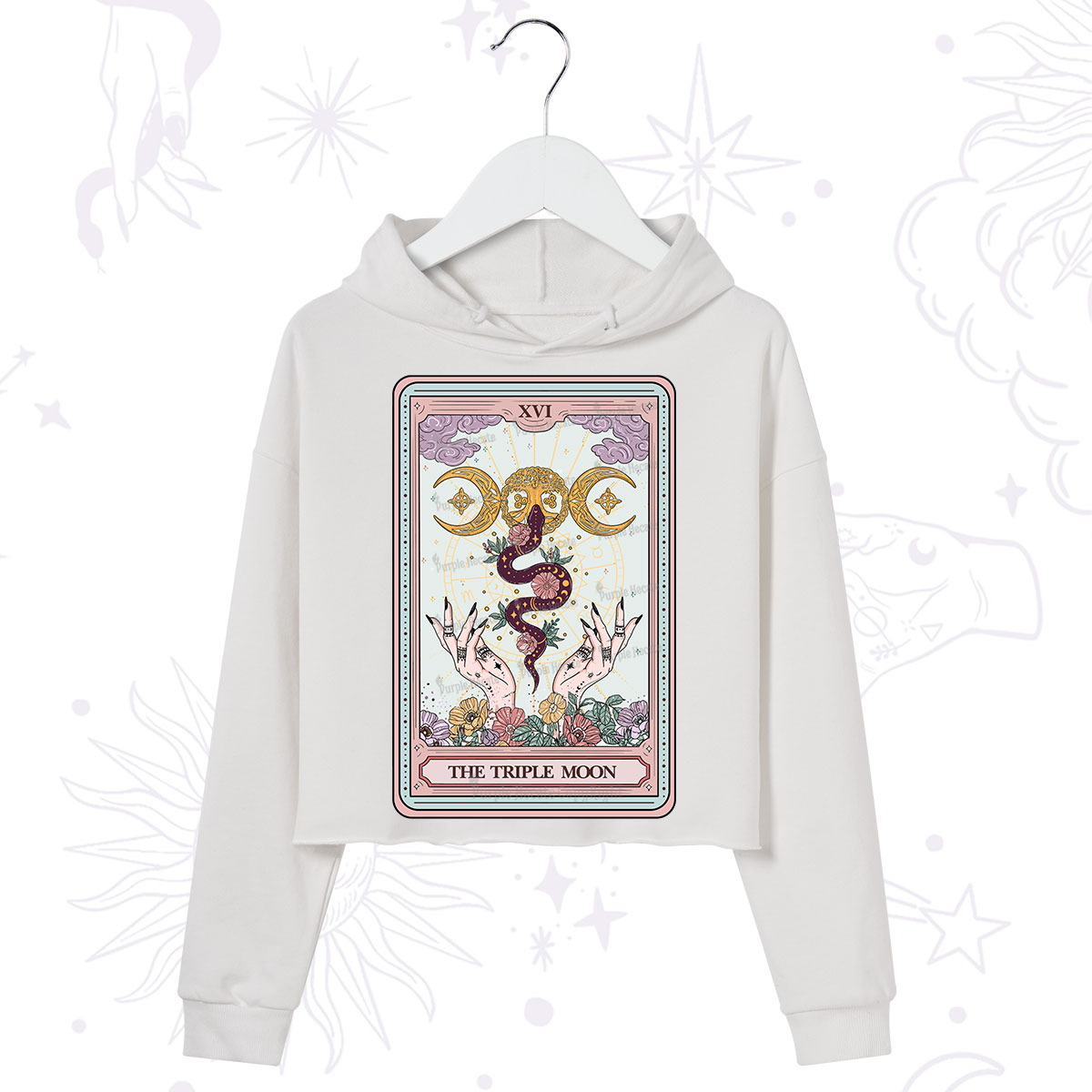 Purplehecate The Triple Moon Tarot Crop Hoodie