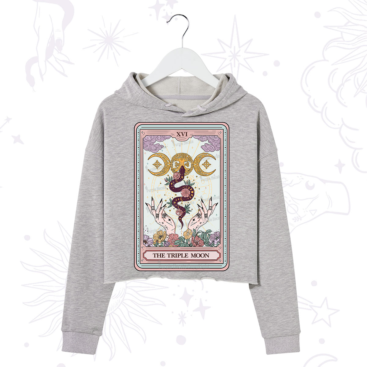 Purplehecate The Triple Moon Tarot Crop Hoodie