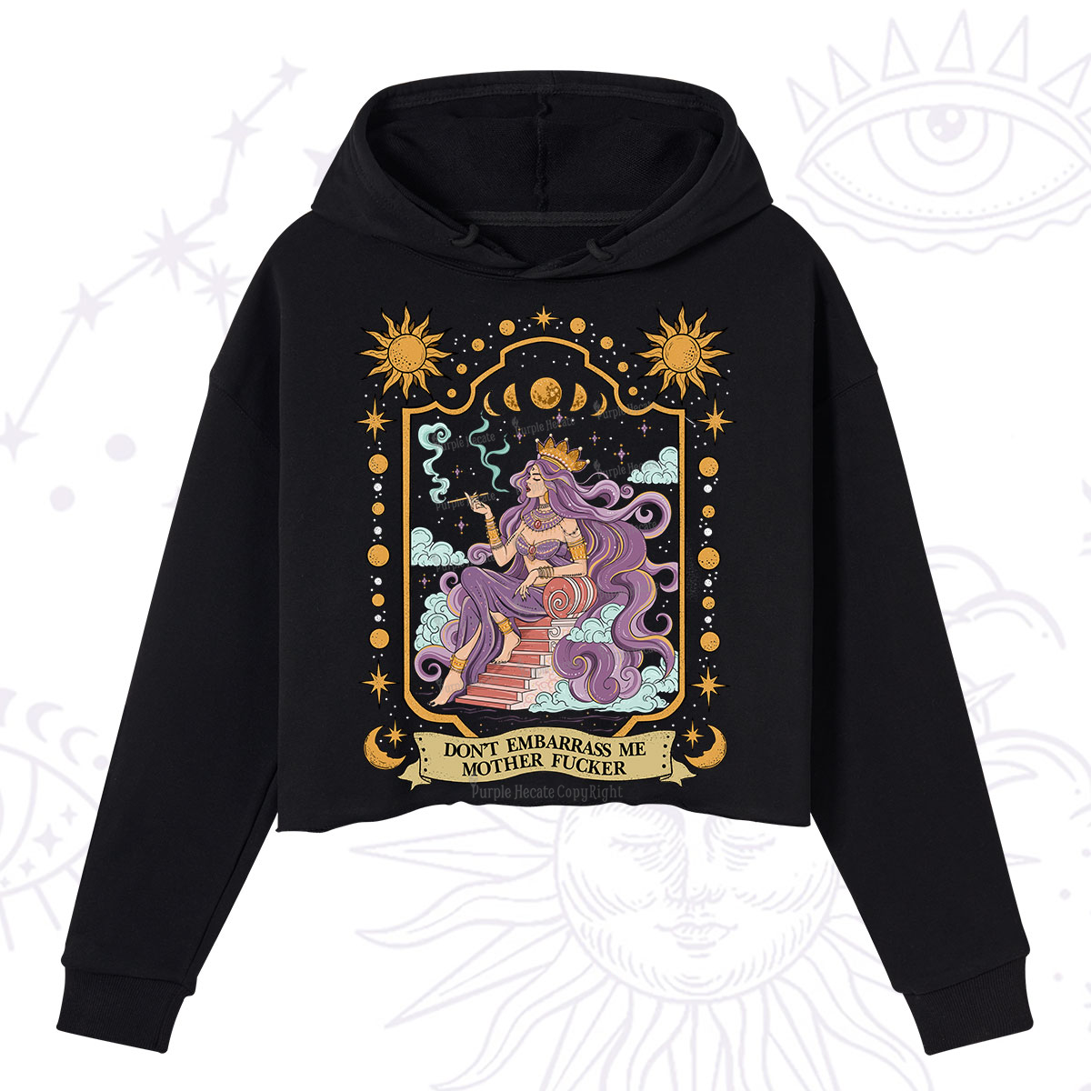 Purplehecate Don't Embarrass Me Mother Fucker Crop Hoodie