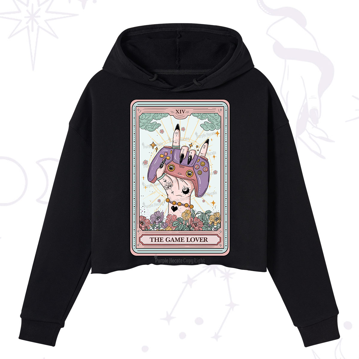Purplehecate The Game Lover Tarot Crop Hoodie