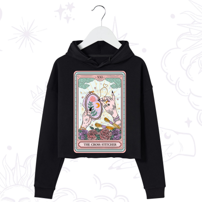 Purplehecate The Cross Stitcher Tarot Crop Hoodie