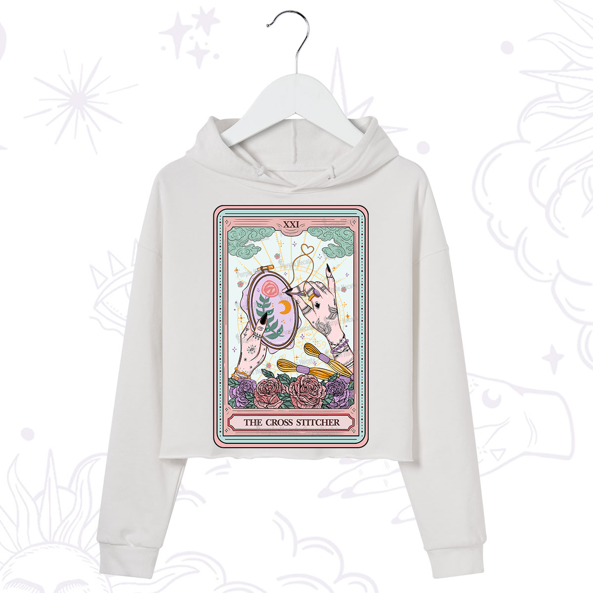 Purplehecate The Cross Stitcher Tarot Crop Hoodie