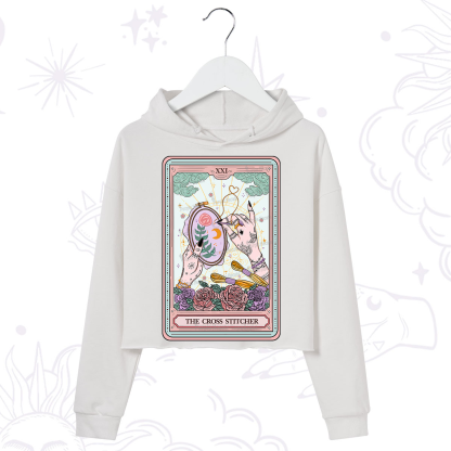 Purplehecate The Cross Stitcher Tarot Crop Hoodie