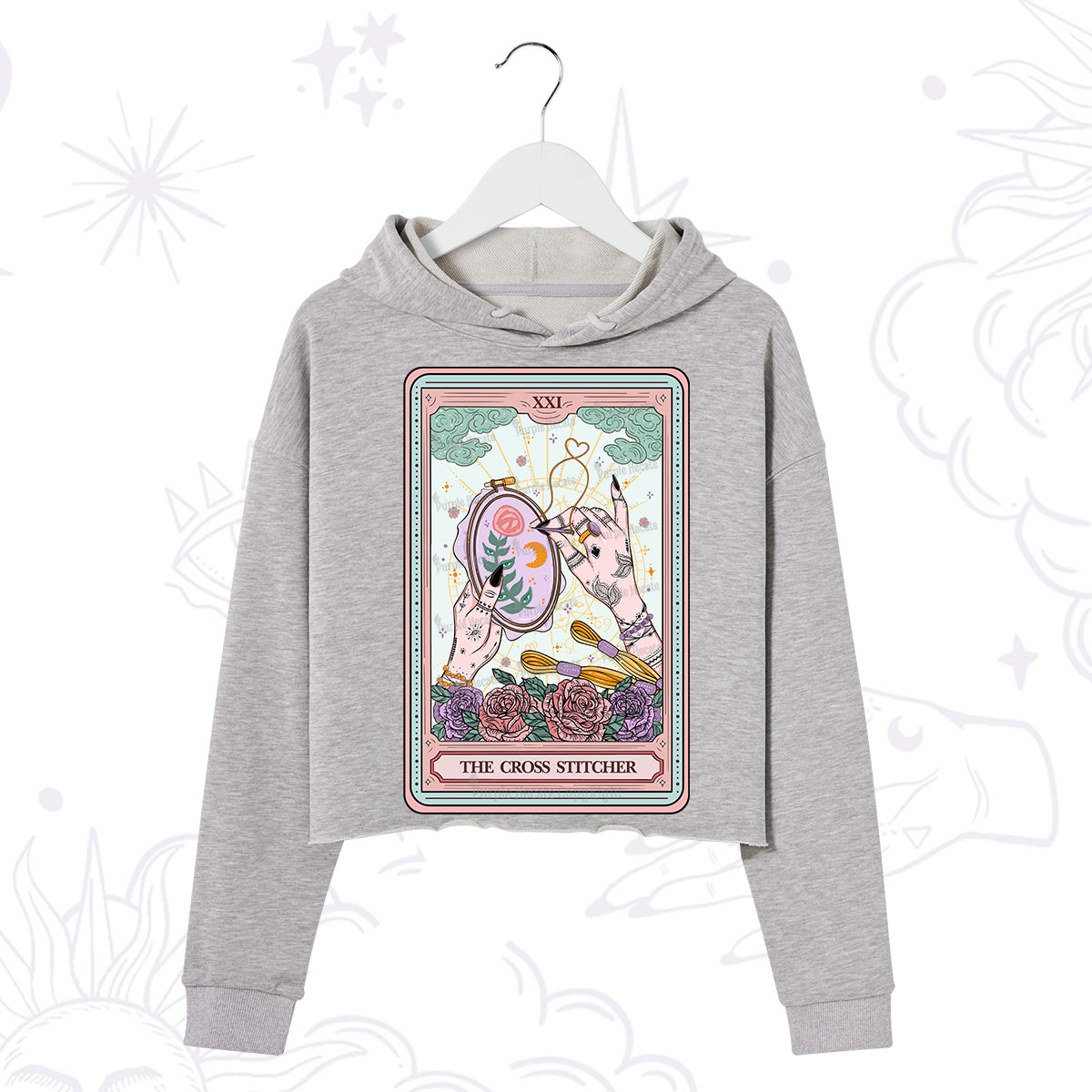 Purplehecate The Cross Stitcher Tarot Crop Hoodie