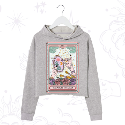Purplehecate The Cross Stitcher Tarot Crop Hoodie