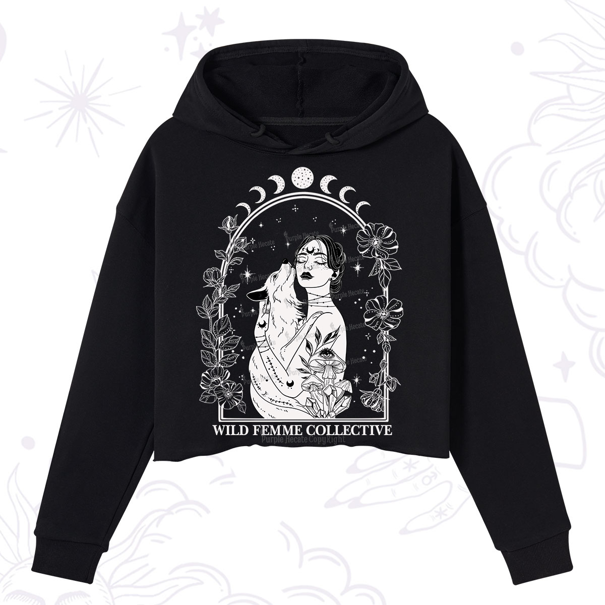 Purplehecate Wild Femme Collective Crop Hoodie