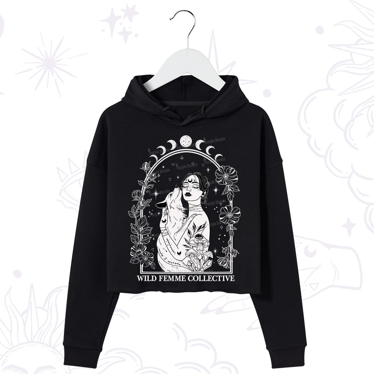 Purplehecate Wild Femme Collective Crop Hoodie