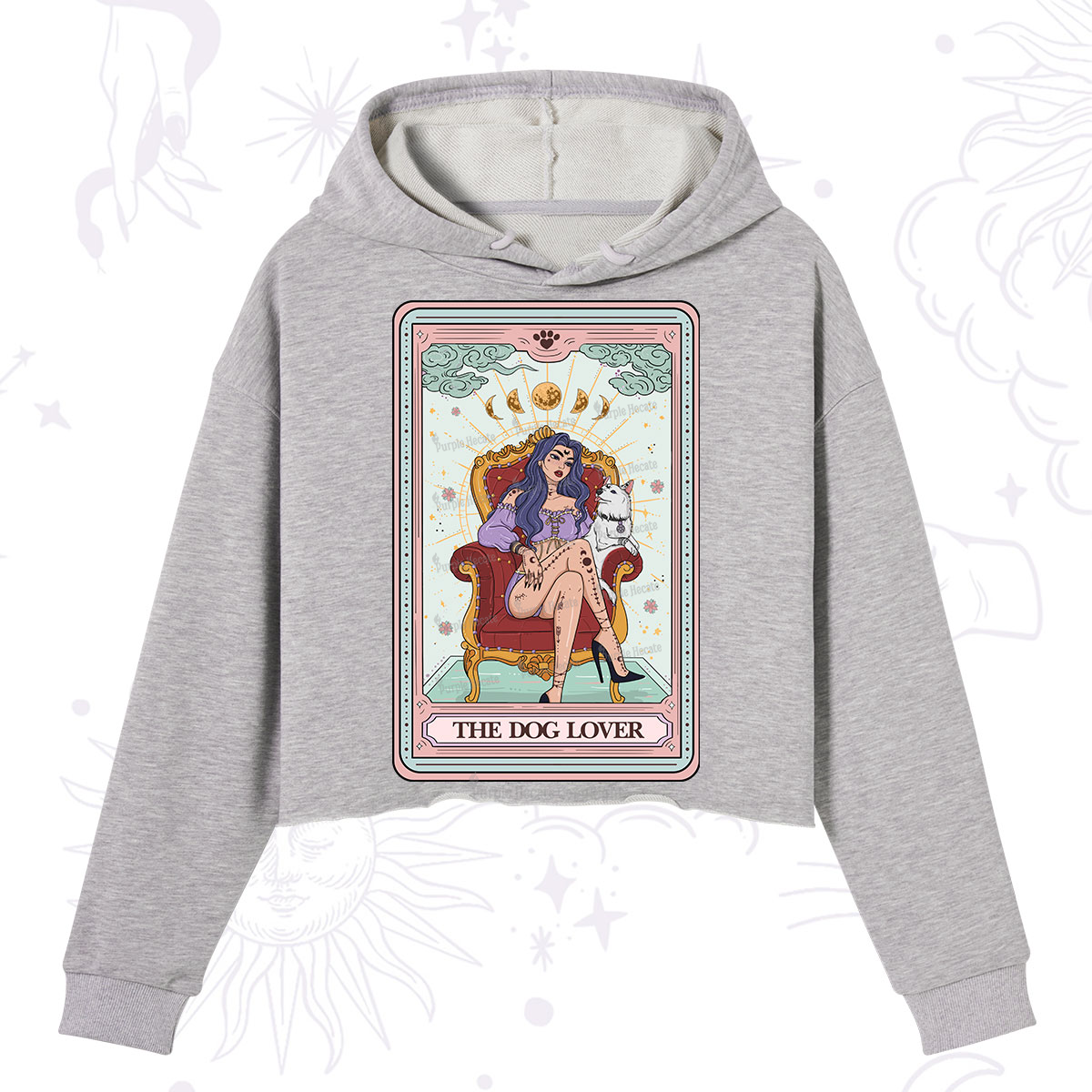 Purplehecate The Dog Lover Tarot Crop Hoodie
