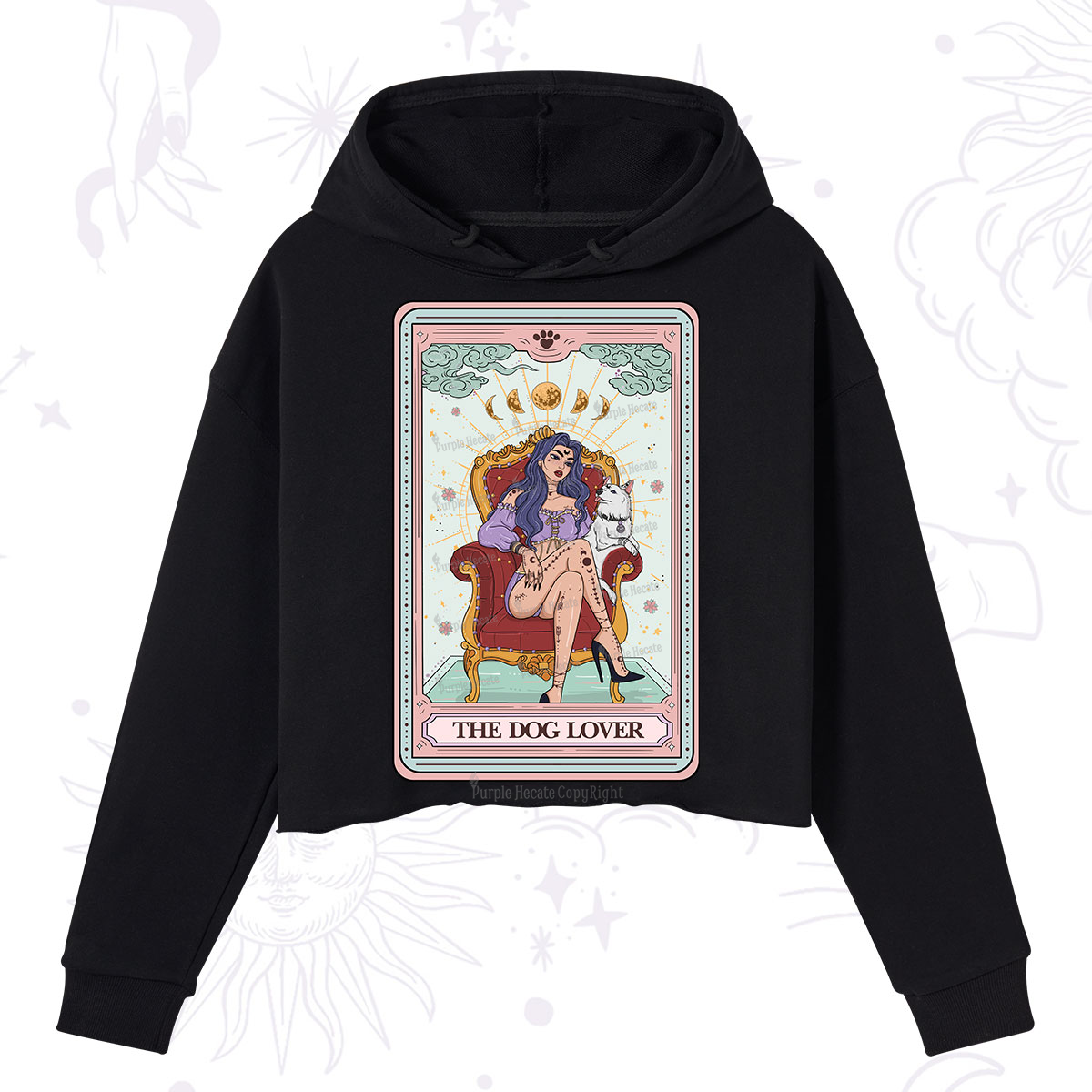 Purplehecate The Dog Lover Tarot Crop Hoodie