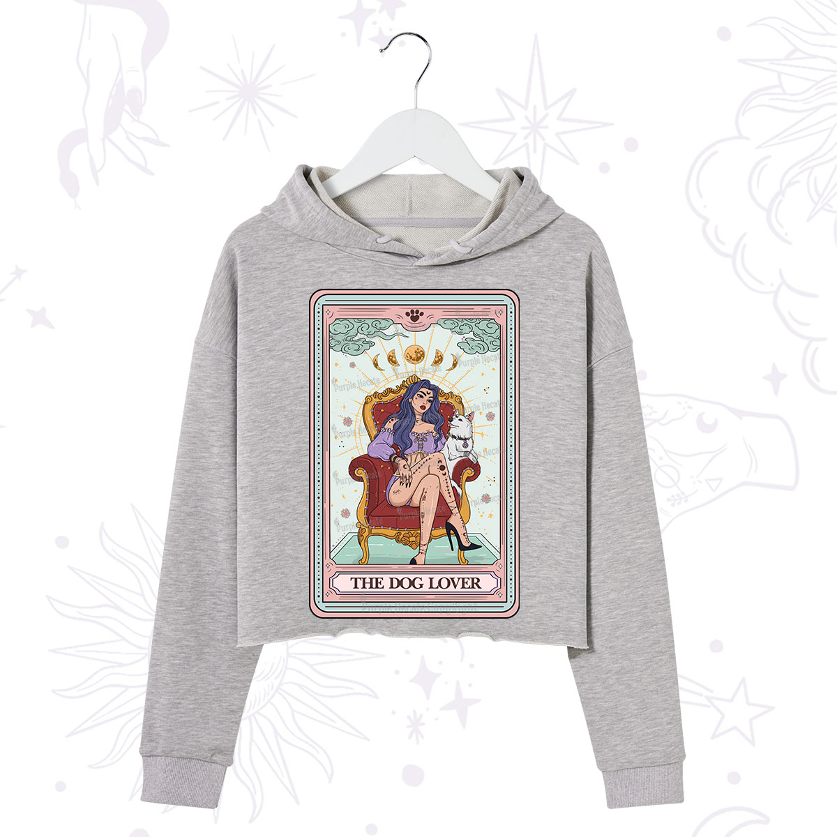 Purplehecate The Dog Lover Tarot Crop Hoodie
