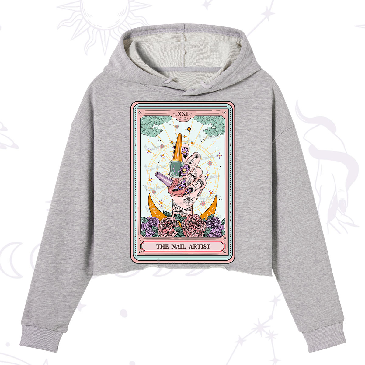 Purplehecate The Badass Nail Artist Tarot Crop Hoodie