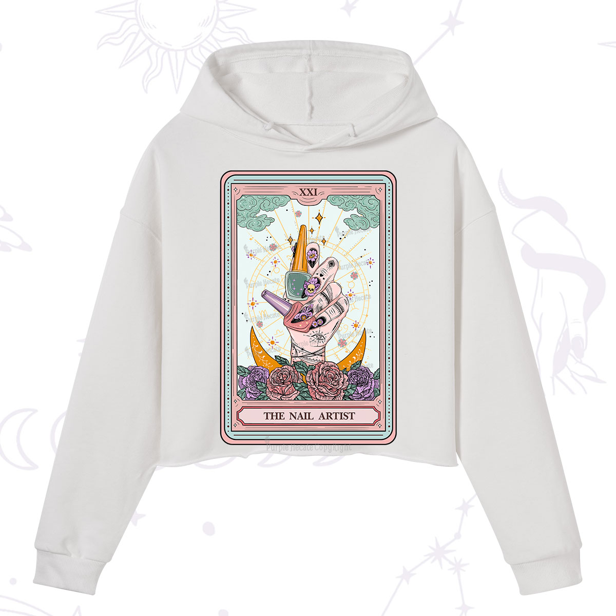 Purplehecate The Badass Nail Artist Tarot Crop Hoodie