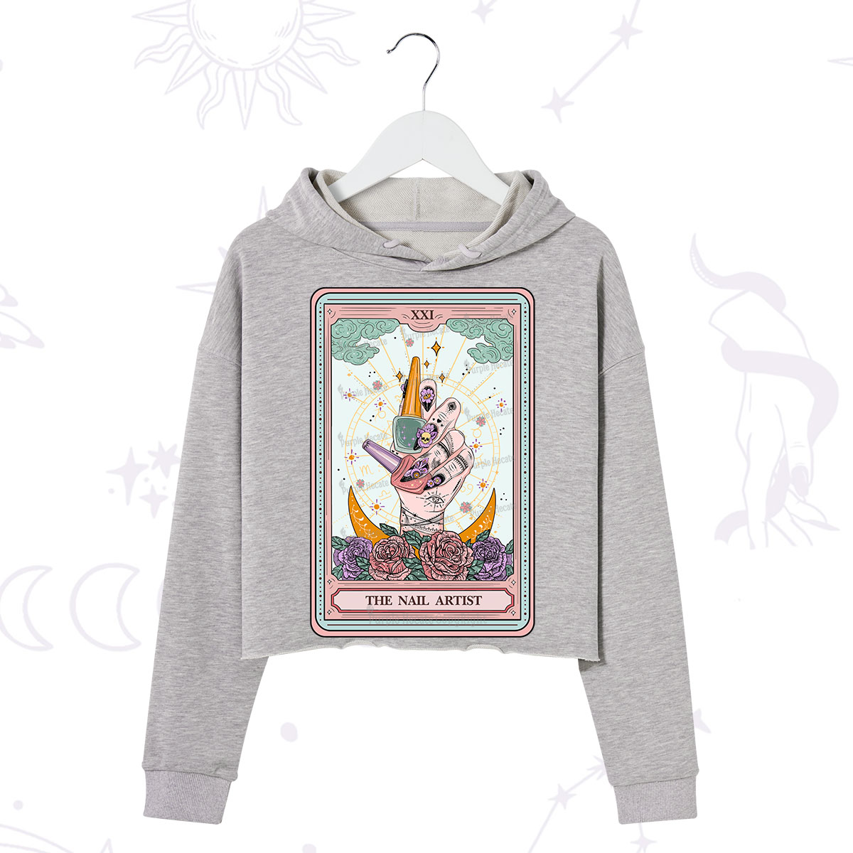 Purplehecate The Badass Nail Artist Tarot Crop Hoodie