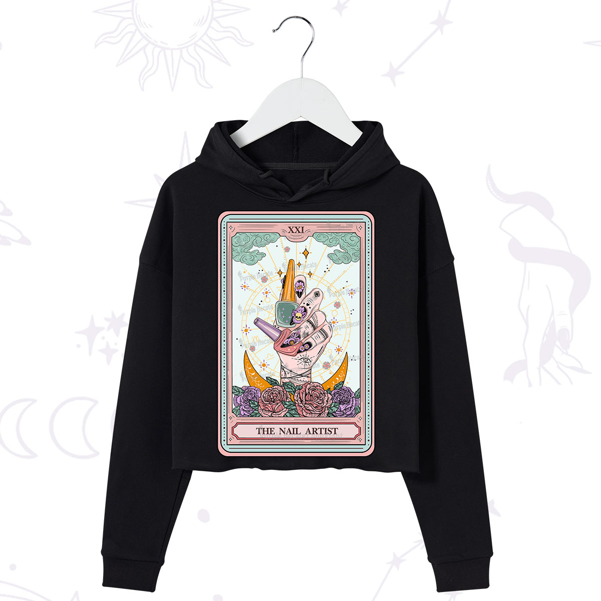 Purplehecate The Badass Nail Artist Tarot Crop Hoodie