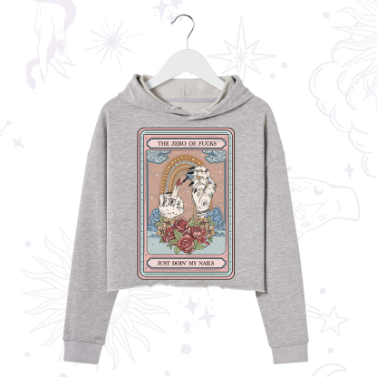 Purplehecate The Zero of Fucks Just Doin' My Nails Tarot Crop Hoodie