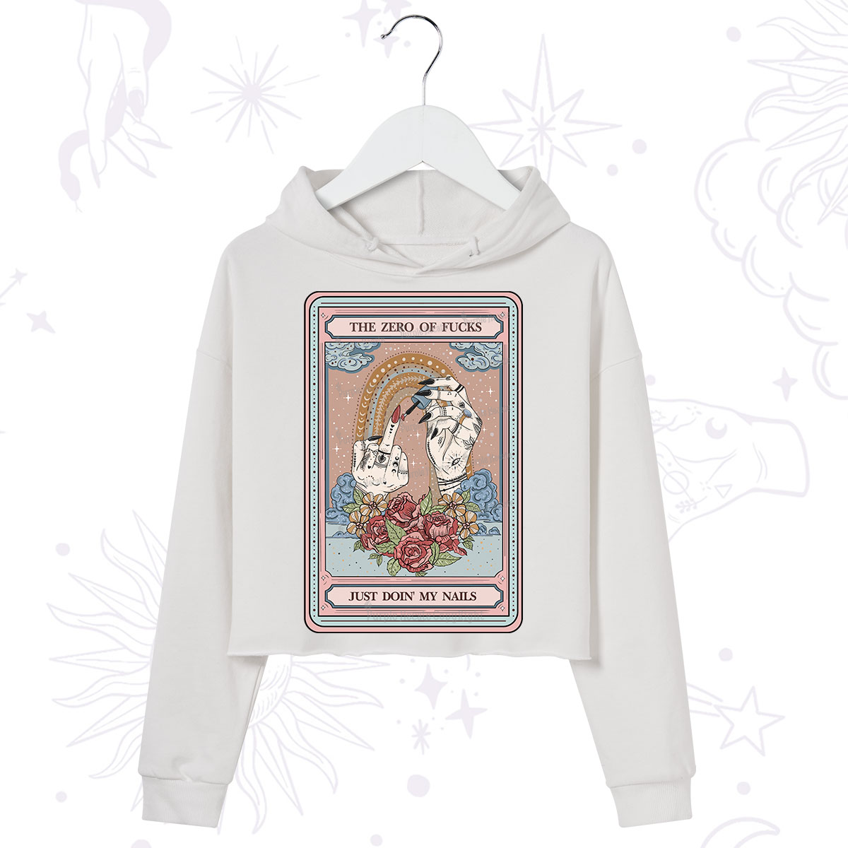 Purplehecate The Zero of Fucks Just Doin' My Nails Tarot Crop Hoodie