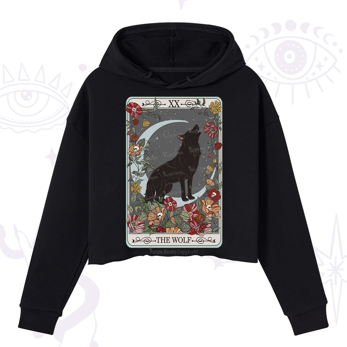 Purplehecate The Wolf Tarot Crop Hoodie