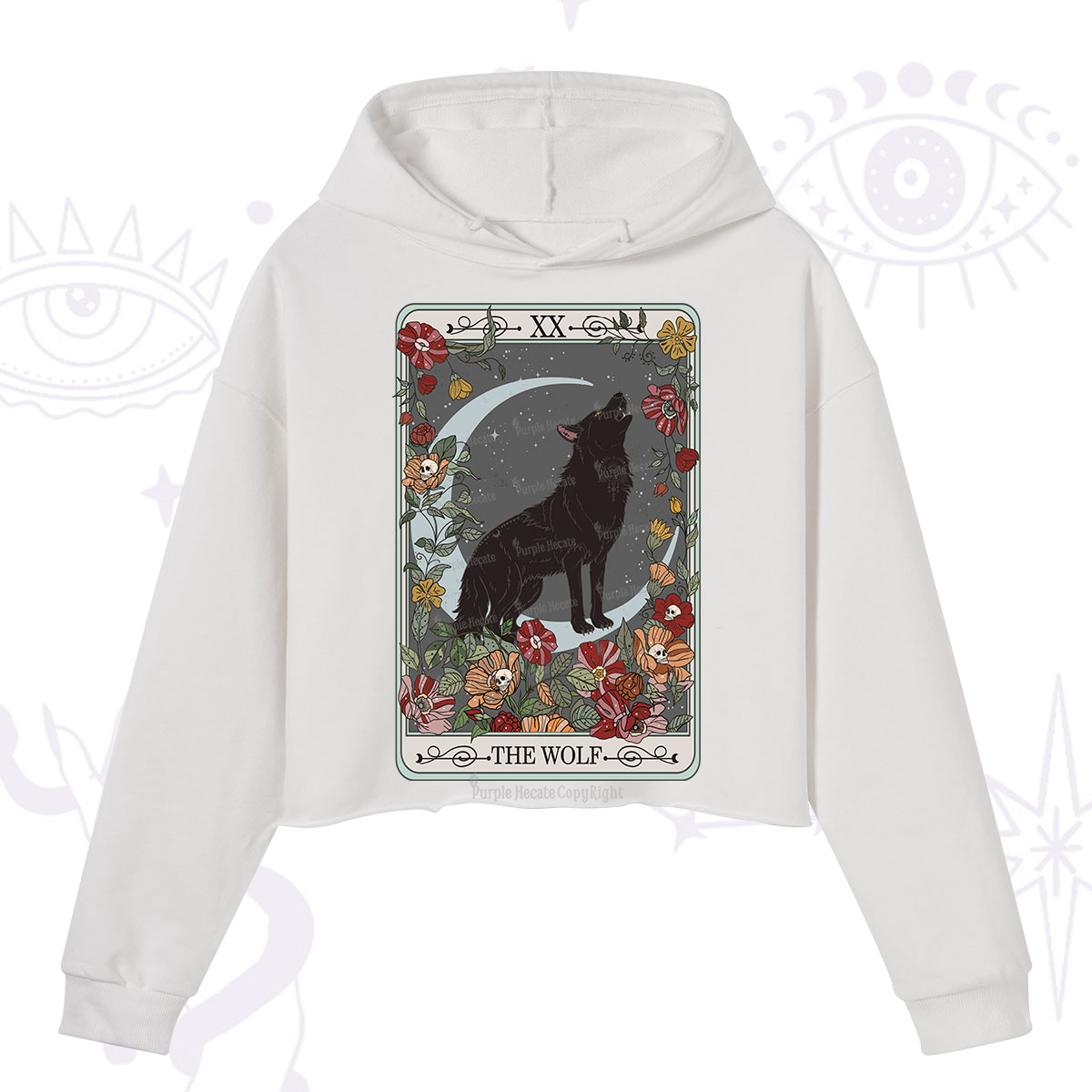 Purplehecate The Wolf Tarot Crop Hoodie