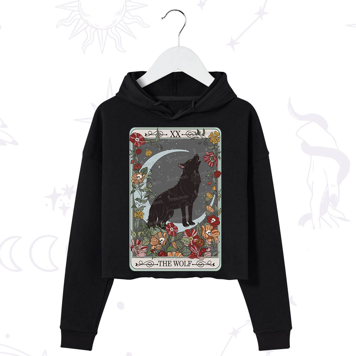 Purplehecate The Wolf Tarot Crop Hoodie