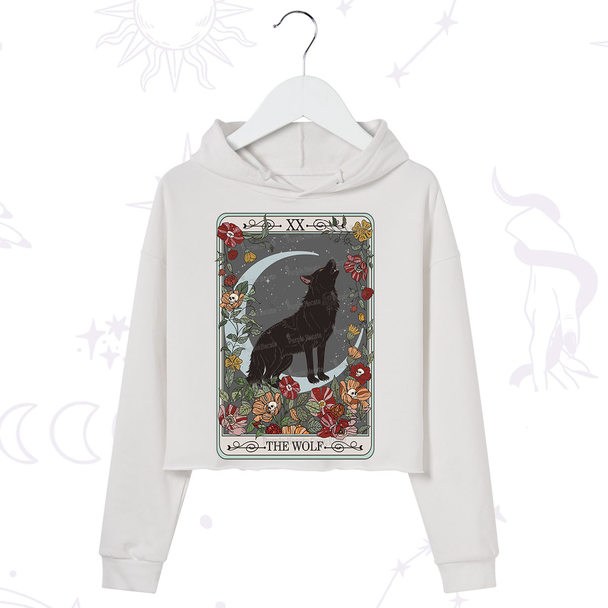 Purplehecate The Wolf Tarot Crop Hoodie