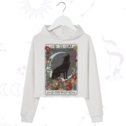 Purplehecate The Wolf Tarot Crop Hoodie