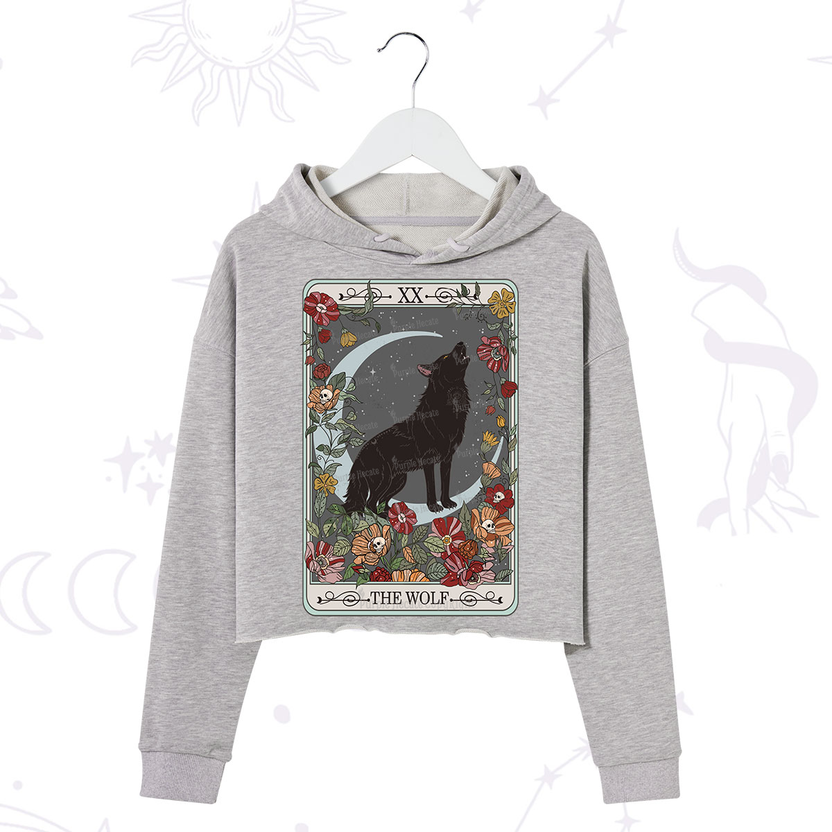 Purplehecate The Wolf Tarot Crop Hoodie