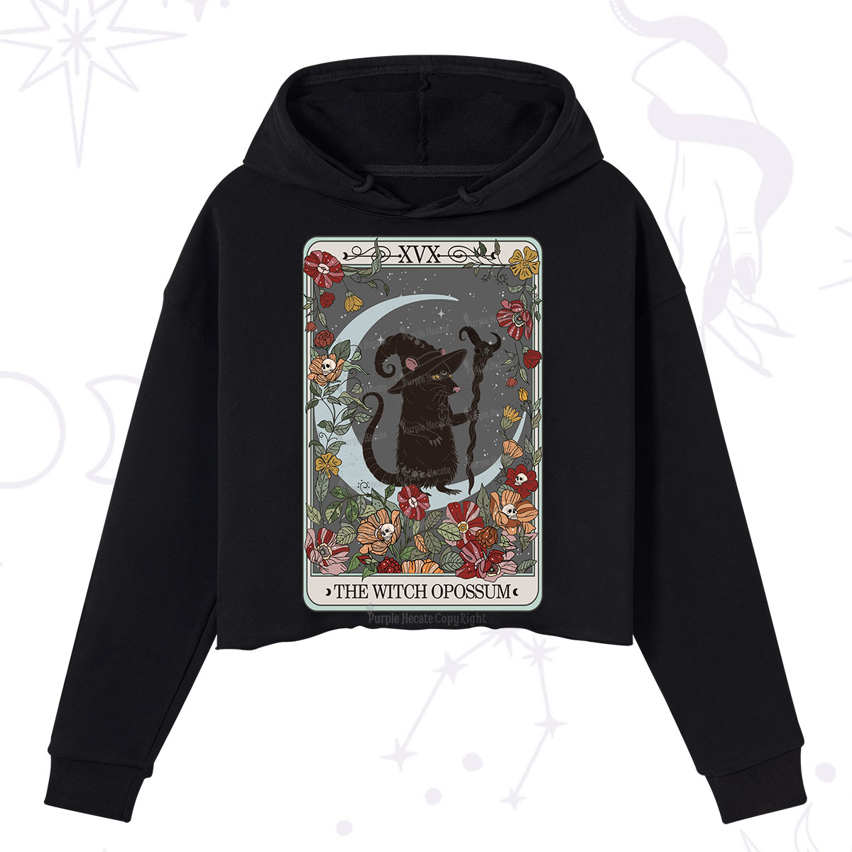 Purplehecate The Witch Opossum Tarot Crop Hoodie