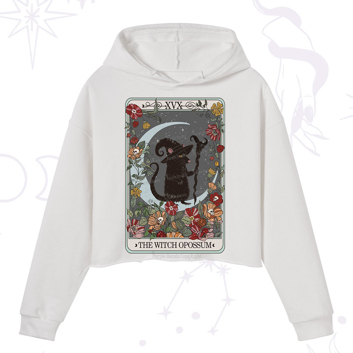 Purplehecate The Witch Opossum Tarot Crop Hoodie
