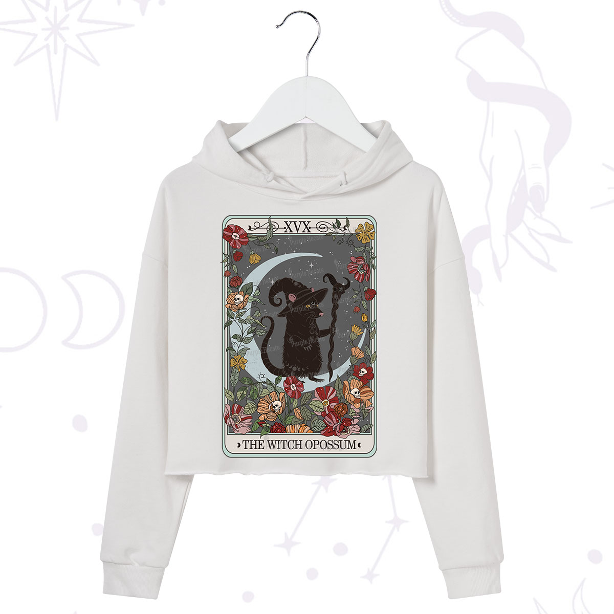 Purplehecate The Witch Opossum Tarot Crop Hoodie