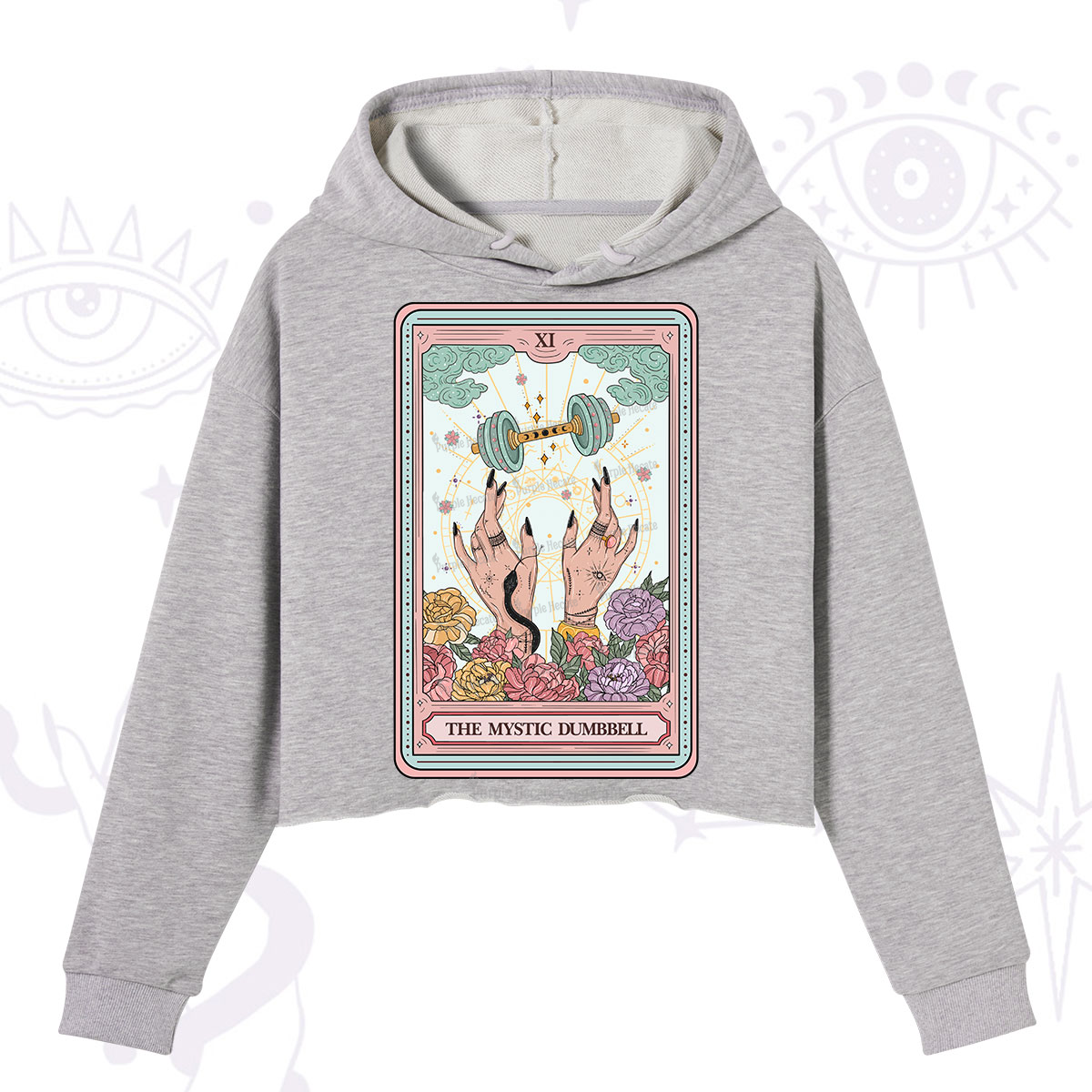 Purplehecate The Mystic Dumbbell Tarot Crop Hoodie