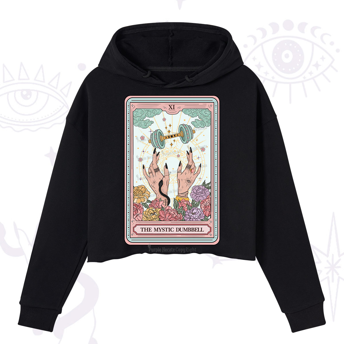 Purplehecate The Mystic Dumbbell Tarot Crop Hoodie