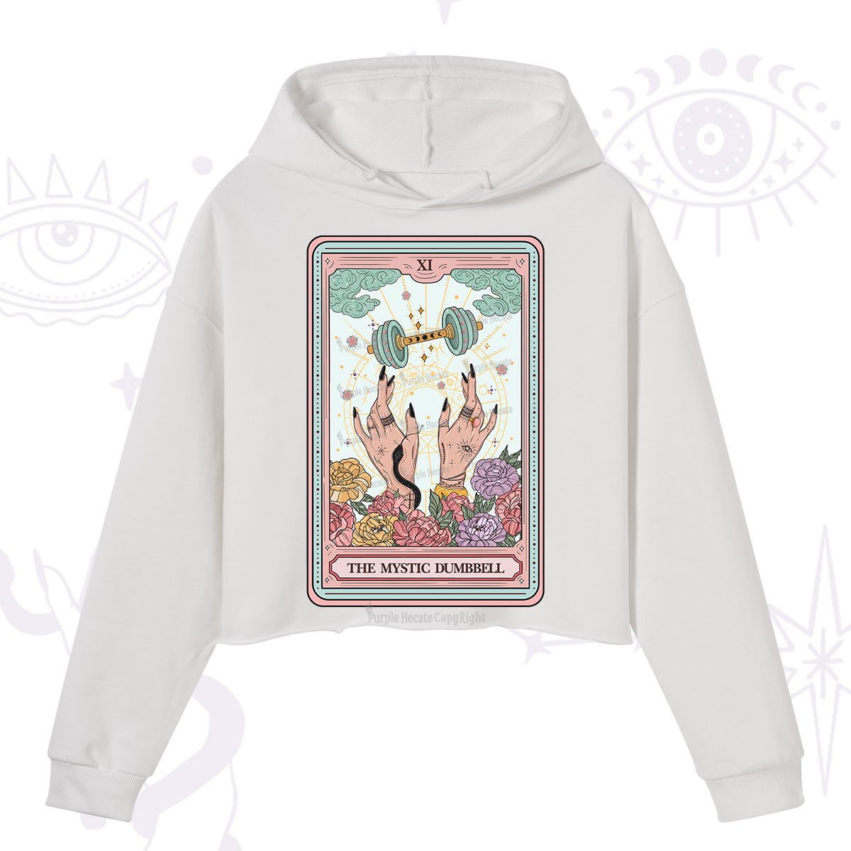 Purplehecate The Mystic Dumbbell Tarot Crop Hoodie