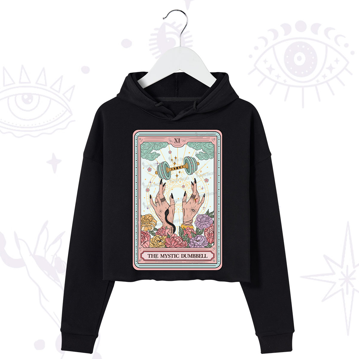 Purplehecate The Mystic Dumbbell Tarot Crop Hoodie