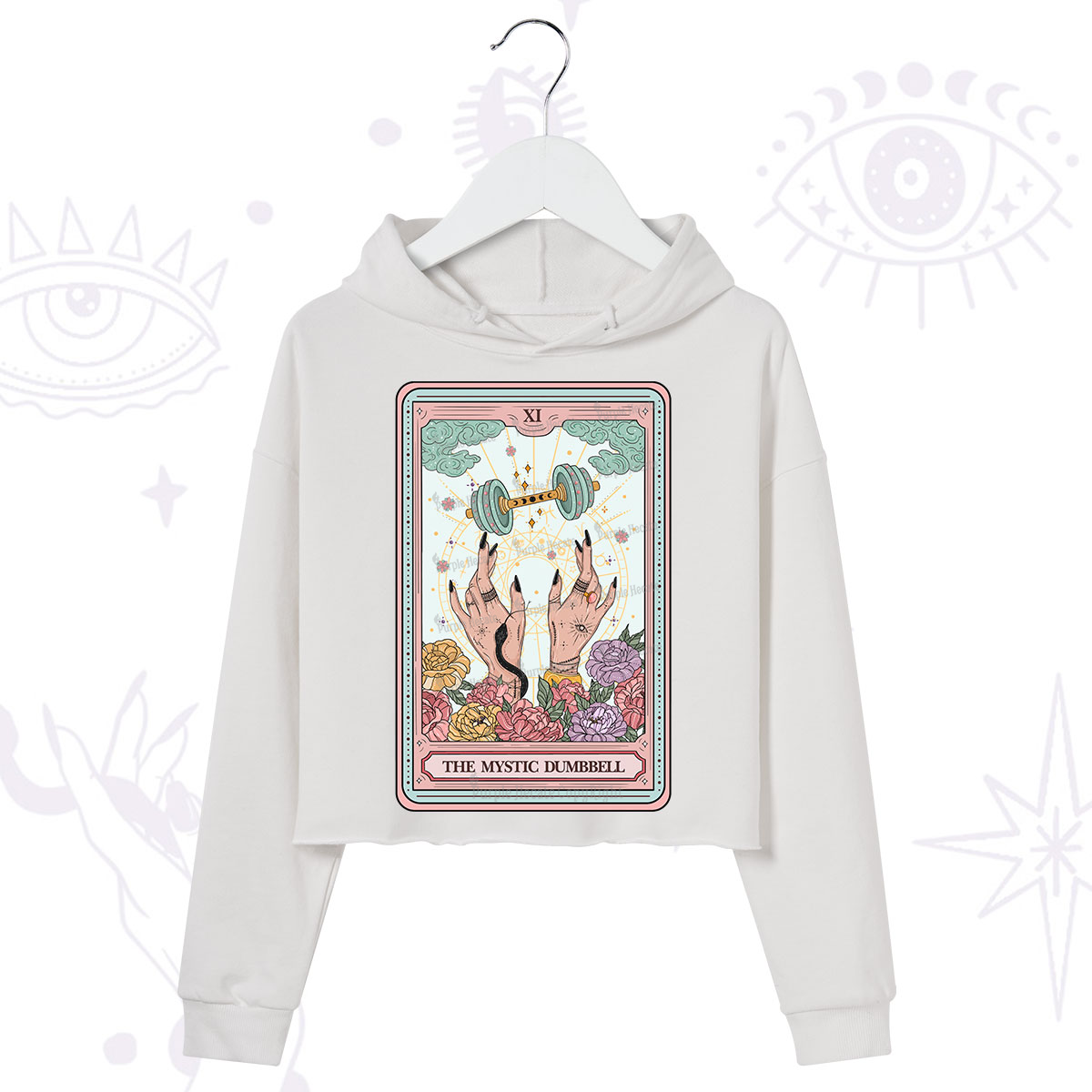 Purplehecate The Mystic Dumbbell Tarot Crop Hoodie