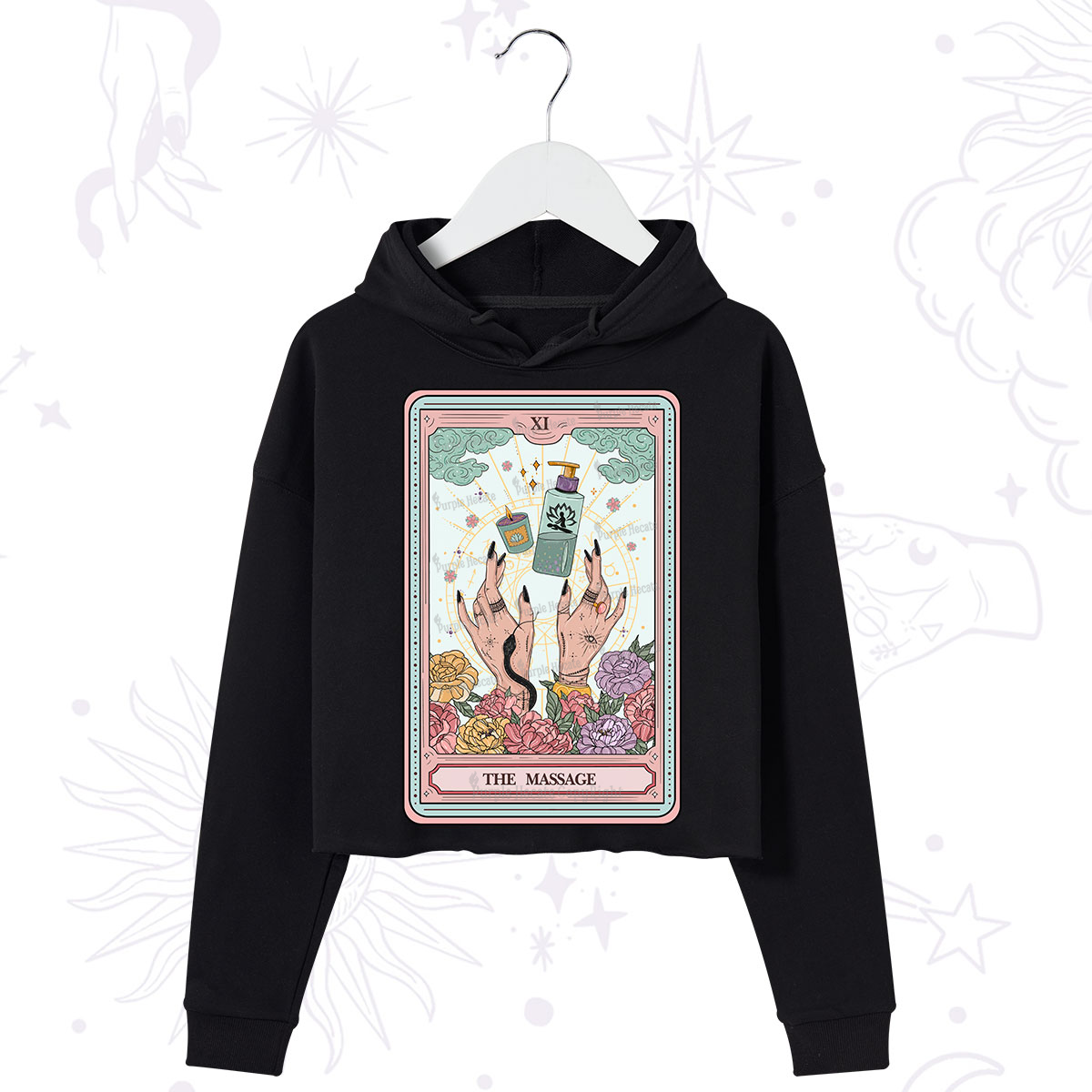 Purplehecate The Massage Tarot Crop Hoodie