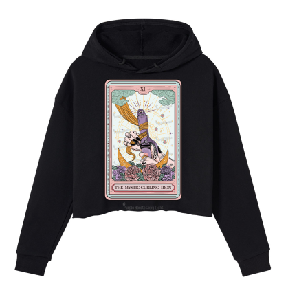 Purplehecate The Mystic Curling Iron Tarot Crop Hoodie